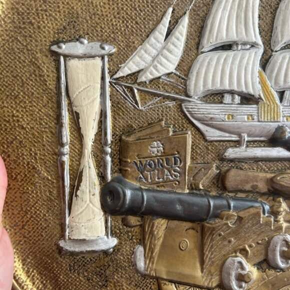 Vintage Nautical Wall Plaque with Ship and Cannon war plate ⚓️ - Picture 4 of 9